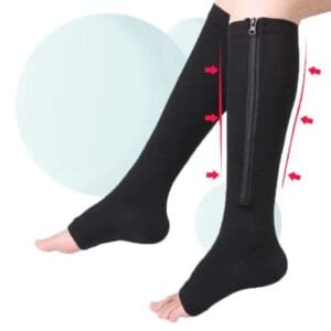 Chaussettes De Compression Graduée Avec Fermeture éclair Pour Soulager Les Douleurs - 1 Paire / Noir / S/m