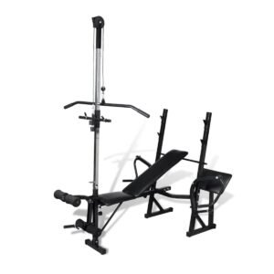 Banc de musculation avec poulie – Dossier réglable, leg extension et papillon