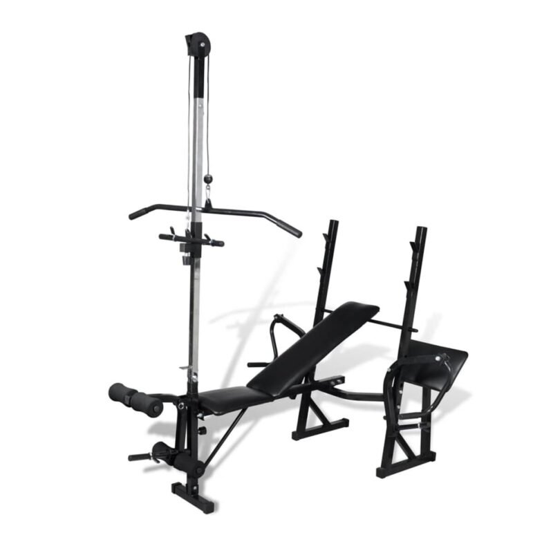 Banc de musculation avec poulie – Dossier réglable, leg extension et papillon