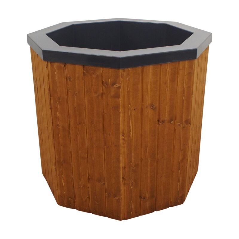 Bain froid extérieur bois 500 L, cuve gris graphite et habillage épicéa