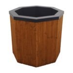 bain froid exterieur bois face Bain froid octogonal en bois vu de face